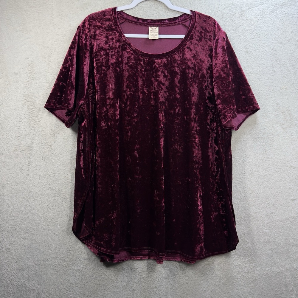 Faded‎ Glory Crushed Velvet Top Women's 3X Merlot Wine Whimsigoth Witchy